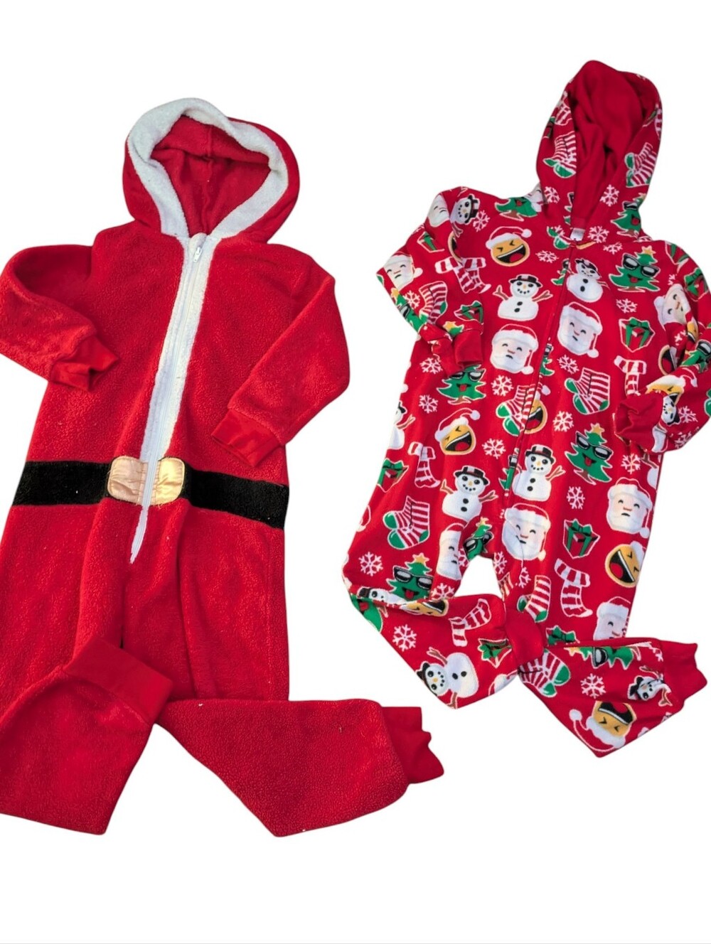 H&M Red Kids' Holiday Hooded Pajama Set with Santa Print